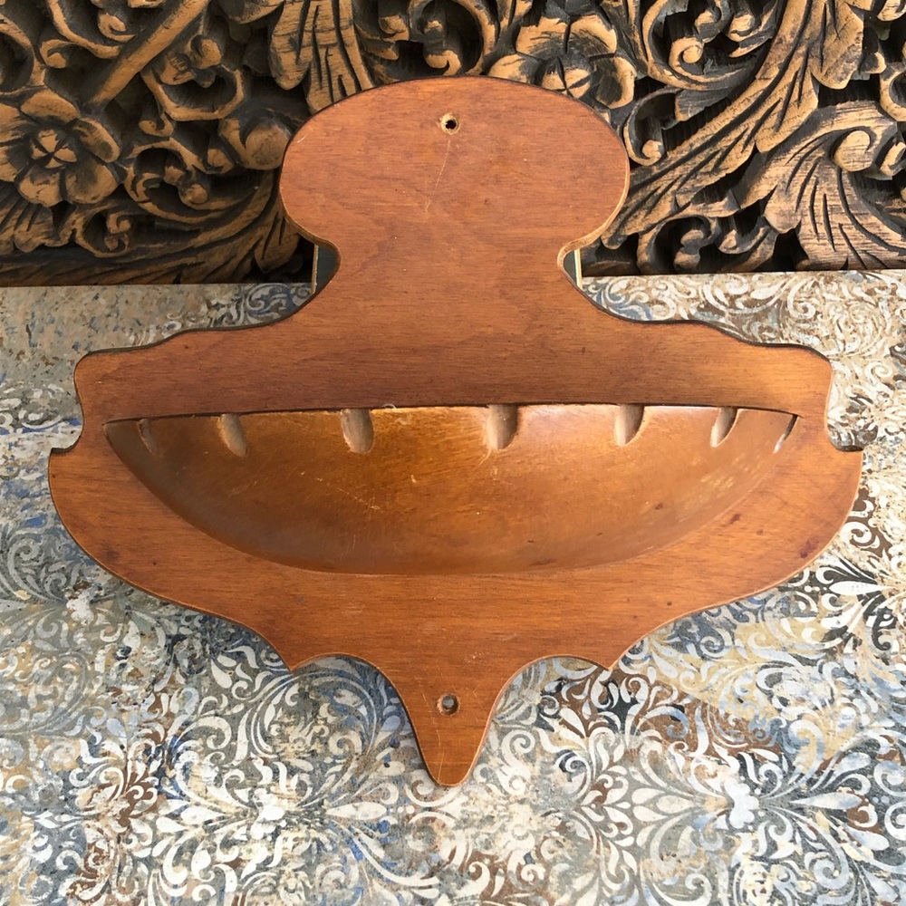 Vintage Rustic Wood Wall Pocket